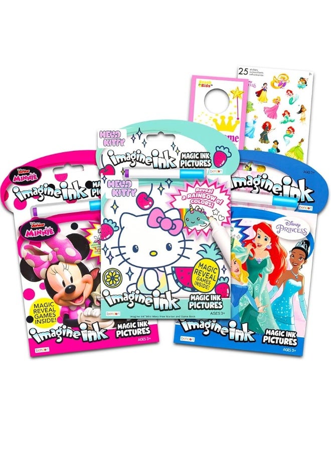 Bendon Imagine Ink Coloring Books for Girls Bundle - 3 Mess Free Coloring Books Featuring Hello Kitty, Minnie Mouse, and Princess with Stickers and More - Image 5
