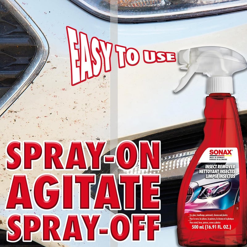 SONAX Insect Remover 500 ml - Effective Bug Cleaning Spray for Glass, Chrome, Paint & Plastics - Image 5