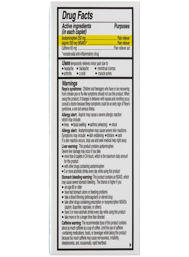Vanquish Headache Relief, Acetaminophen, Aspirin, Caffeine, 100 Caplets, Packaging May Vary - Image 3