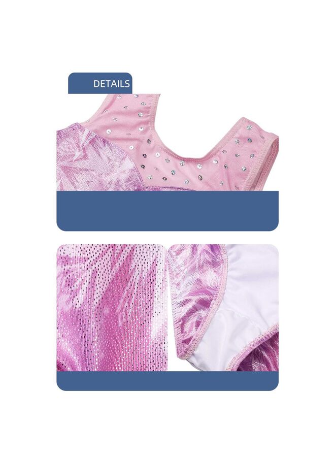 ملابس رياضية للبنات، يوتار رقص لامع من قطعة واحدة للأطفال الصغار، دانتيل، قوس قزح، ملابس رياضية (من ٣ إلى ١٤ سنة) - Image 2