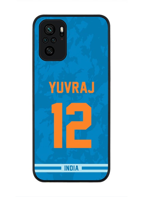 Rugged Black Edge Case for Redmi Note 10S / Redmi Note 10 4G, Slim fit Soft Case Flexible thin Cover - Player Name - Yuvraj Singh, Jersey Number- 12