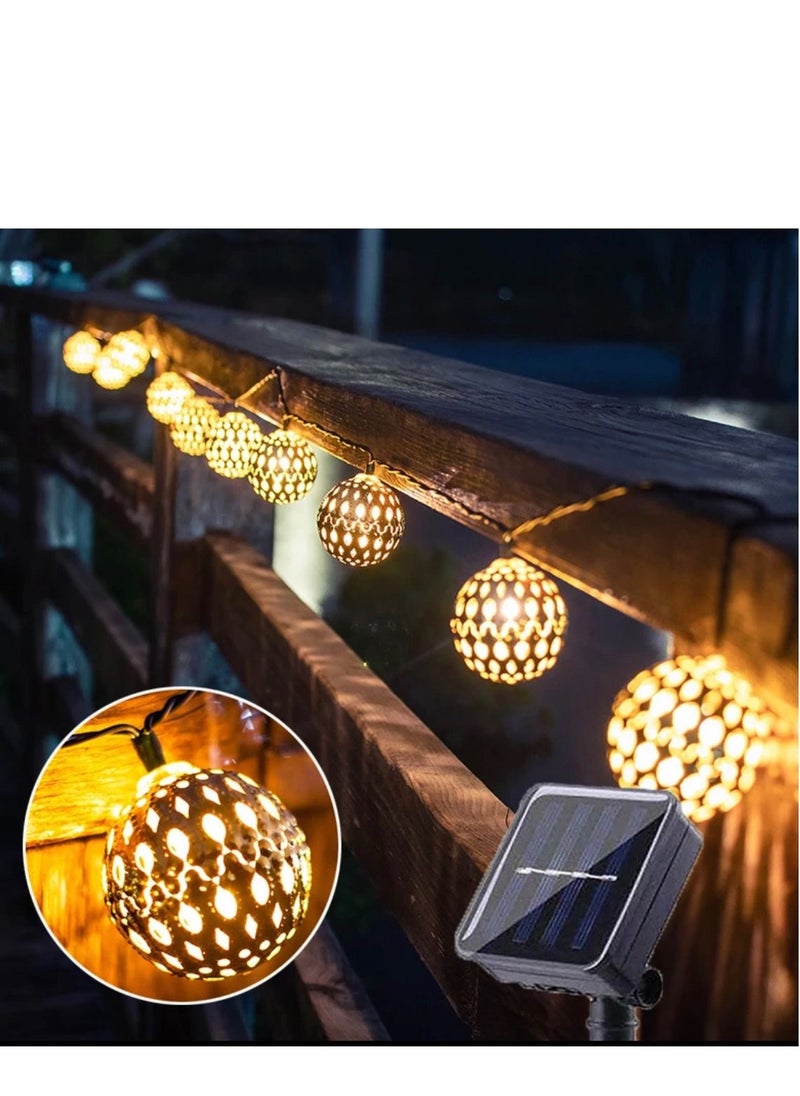 BLUE CORAL Solar Light Outdoor Moroccan String 30 LED Globe Garden Hanging Lamp Decorative For Party Wedding Decor Holiday Lighting (Warm)  - Image 1