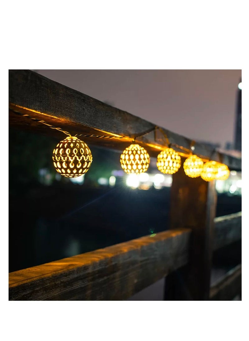 BLUE CORAL Solar Light Outdoor Moroccan String 30 LED Globe Garden Hanging Lamp Decorative For Party Wedding Decor Holiday Lighting (Warm)  - Image 3