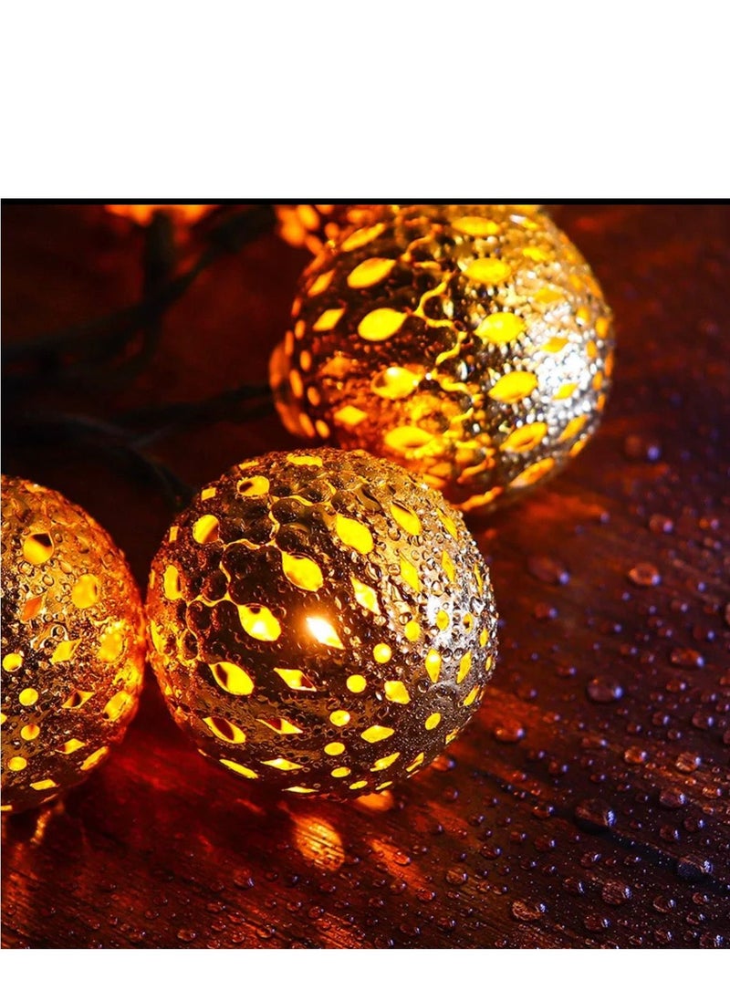 BLUE CORAL Solar Light Outdoor Moroccan String 30 LED Globe Garden Hanging Lamp Decorative For Party Wedding Decor Holiday Lighting (Warm)  - Image 2