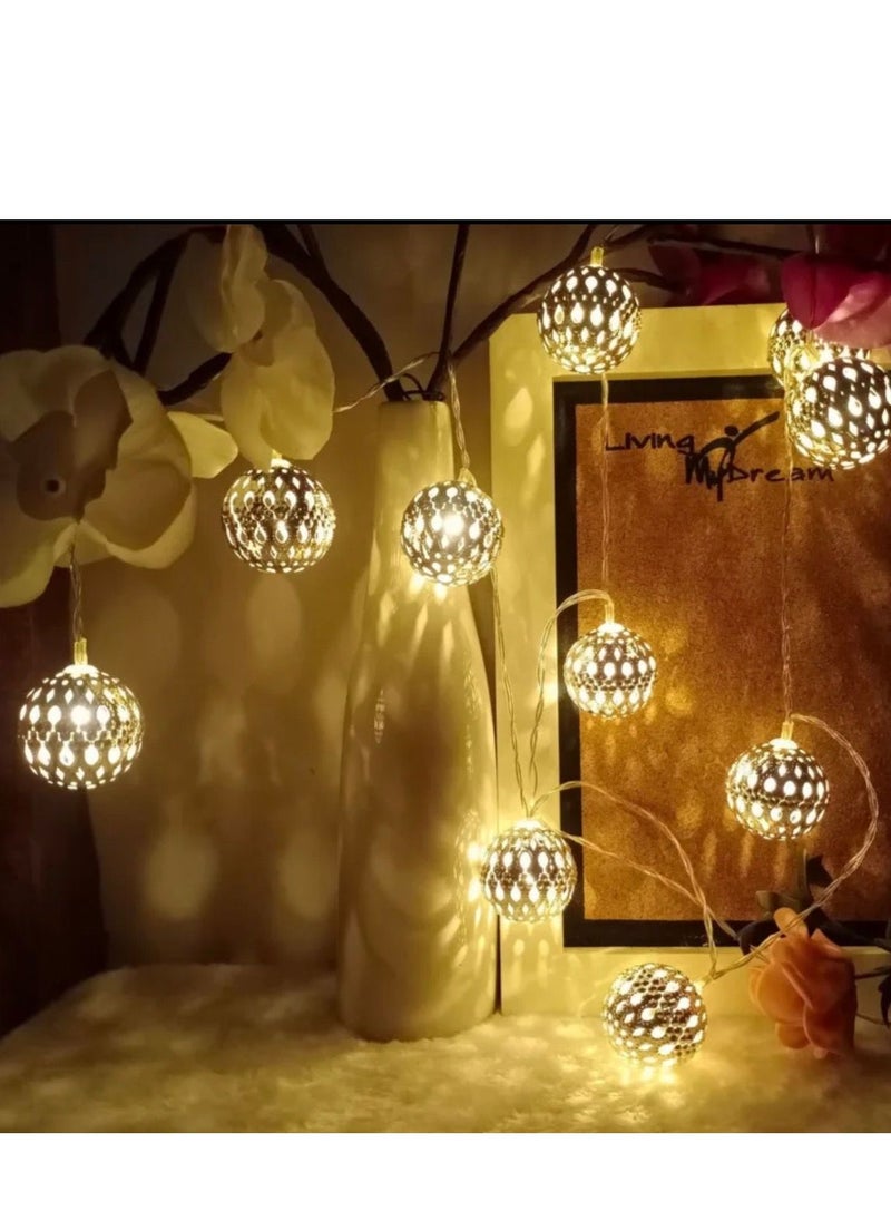 BLUE CORAL Solar Light Outdoor Moroccan String 30 LED Globe Garden Hanging Lamp Decorative For Party Wedding Decor Holiday Lighting (Warm)  - Image 4