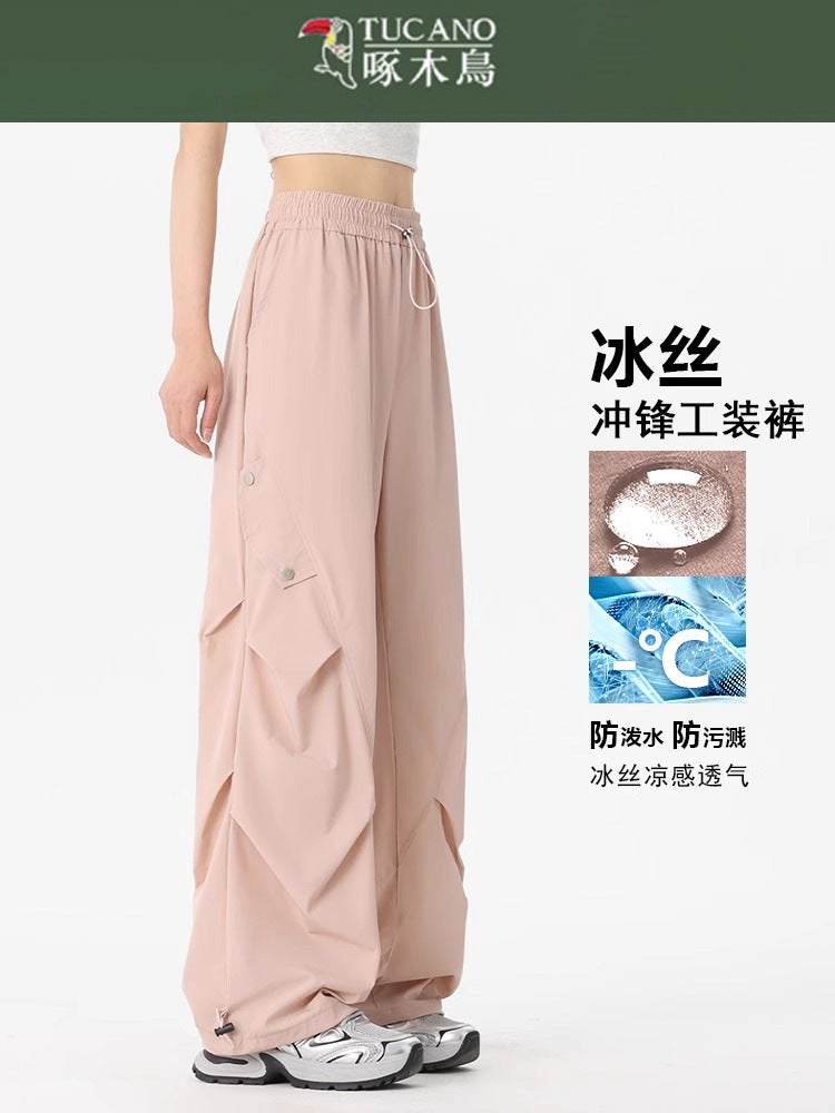 Woodpecker Outdoor Quick-Drying Waterproof Parachute Pants For Men And Women Casual Thin Ice Silk Loose Charge Pants - Image 2