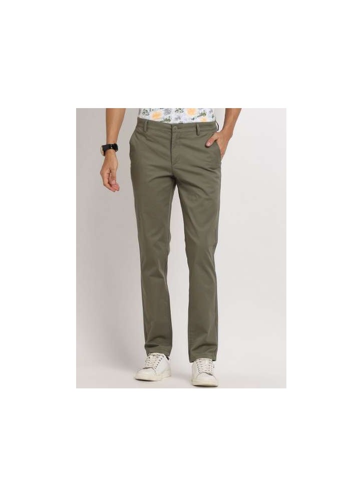 Thomas Scott Thomas Scott Men Olive Green Easy Wash Sustainable Trousers 