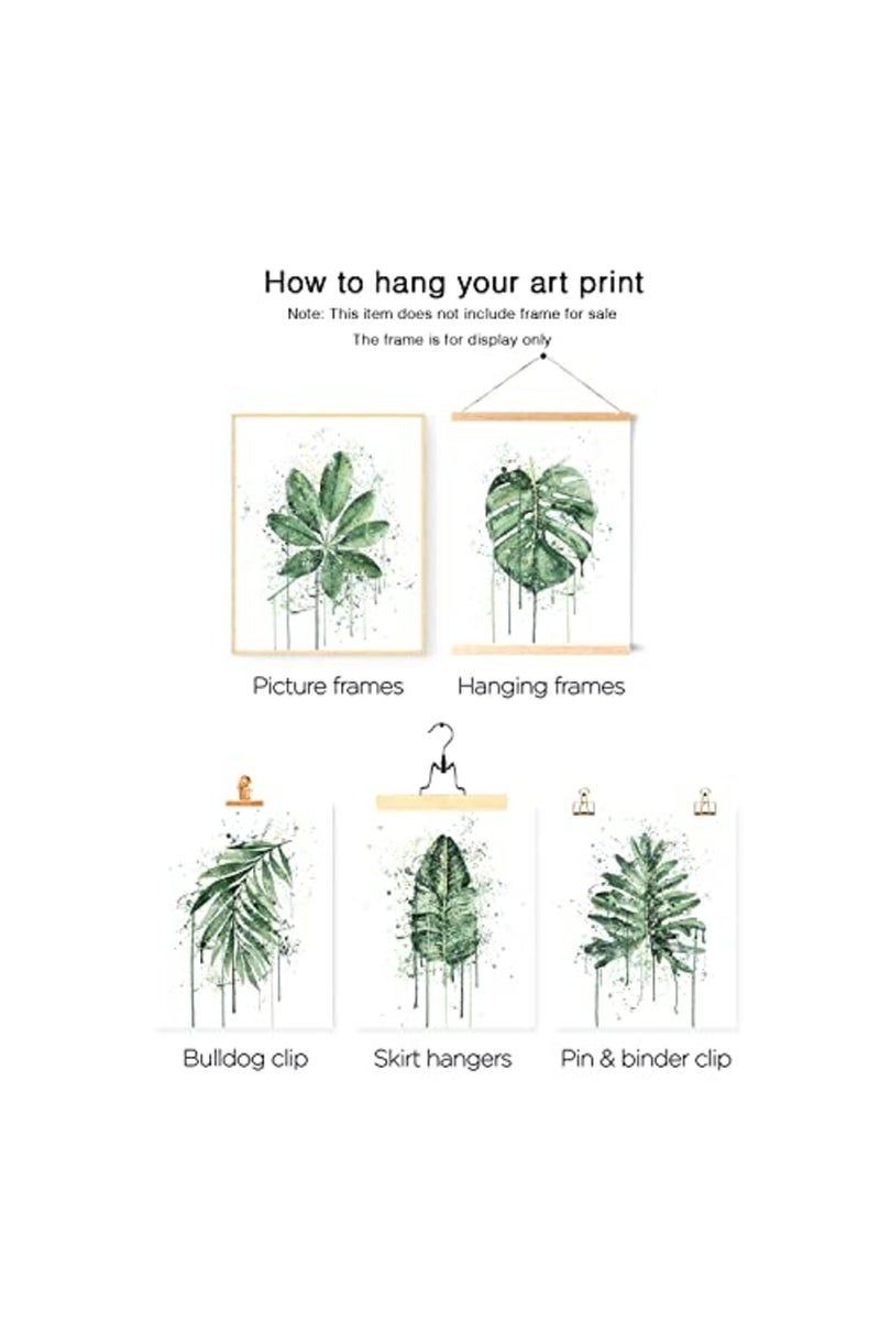 HoozGee Sage Green Leaf Poster Watercolour Splash Botanical Plant Wall Art Print Boho Plant Wall Decor Canvas Leaves Prints for Kitchen Bedroom Livingroom Bathroom Wall Decor (8"x10" UNFRAMED) - Image 4