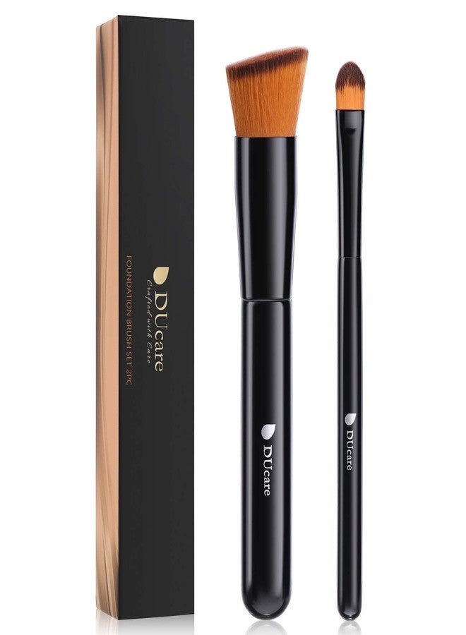 DUcare Flat Top Kabuki Foundation Brush + Angled Kabuki Brushes + Concealer Brushes - Image 2