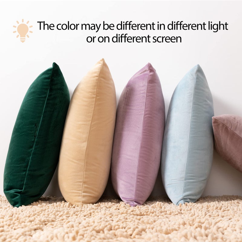 Stellhome Soft Decorative Velvet Cushion يغطي أغطية وسادة رمي مربعة لأريكة أريكة سرير مقعد 20 × 20 بوصة (50 سم) عبوة وردية دبانية من 2 حالة وسادة رمي صلبة - Image 5