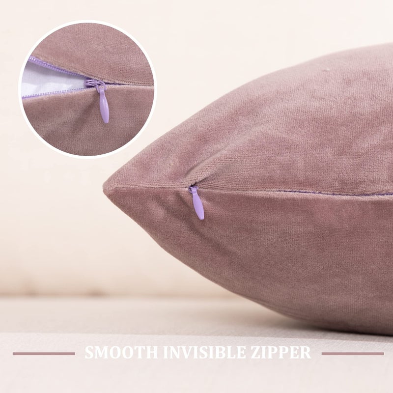 Stellhome Soft Decorative Velvet Cushion يغطي أغطية وسادة رمي مربعة لأريكة أريكة سرير مقعد 20 × 20 بوصة (50 سم) عبوة وردية دبانية من 2 حالة وسادة رمي صلبة - Image 2