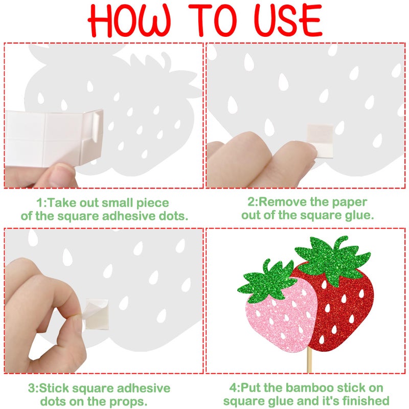 umoni Strawberry Oh Baby Centerpiece Sticks Glitter Berry Sweet Baby Shower Decorations Strawberry Theme Birthday Party Table Toppers Berry First Centerpieces for A Baby is On The Way Baby Shower Supplies - Image 3