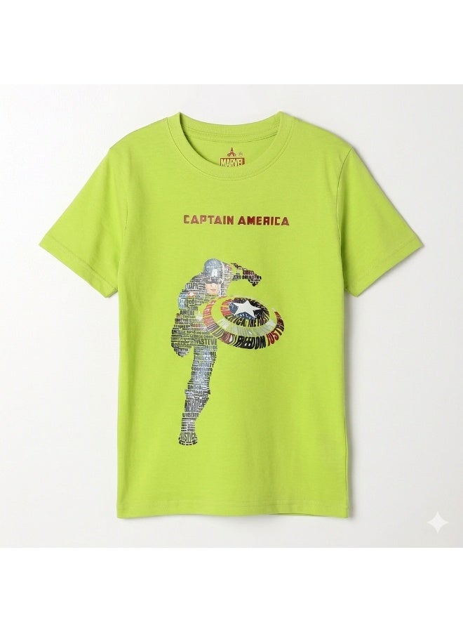 Captain America Boys T-shirt-Lime Green - Image 2