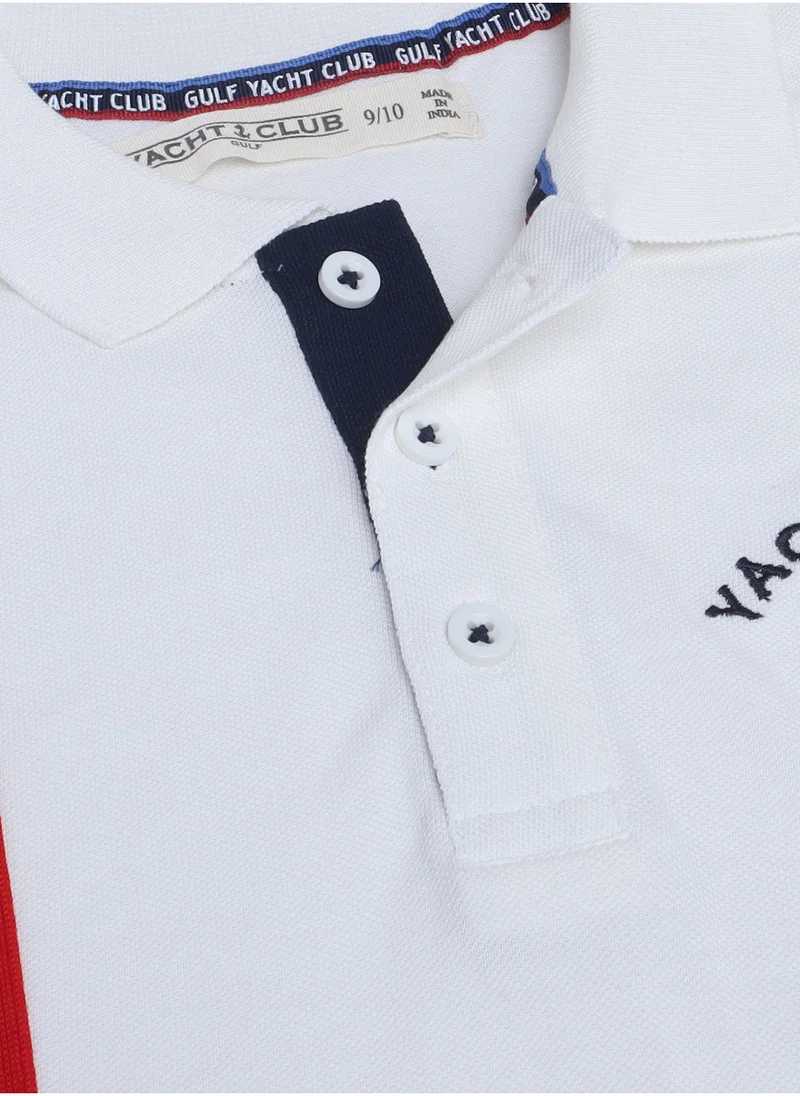 victor and jane Victor & Jane Junior Boys' Polo T-Shirt – Comfortable Cotton Casual Wear - White & Red