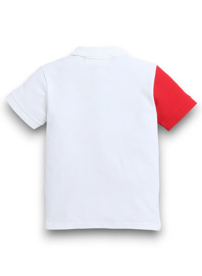 Victor And Jane  Victor & Jane Junior Boys' Polo T-Shirt – Comfortable Cotton Casual Wear - White & Red for Men | Best Price UAE