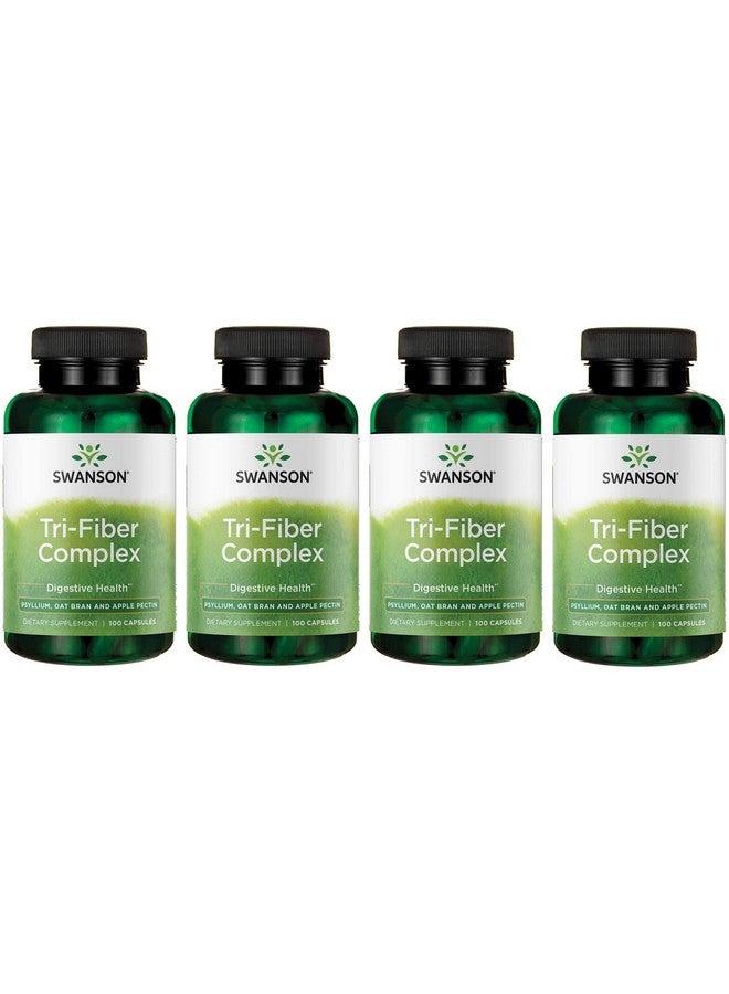 سوانسون مركب الألياف الثلاثية من سوانسون - مكمل غذائي لصحة الجهاز الهضمي مصنوع من السيلليوم ونخالة الشوفان وبكتين التفاح - (100 كبسولة) عبوة من 4 قطع - Image 1