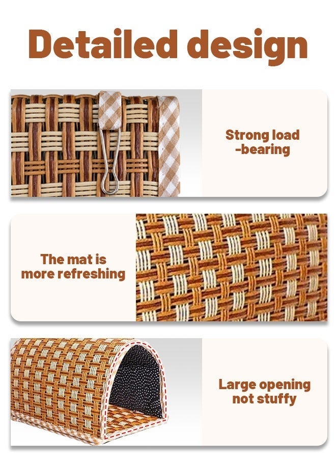Soft Touch Cooling Woven Bird Nest Tunnel with Metal Hooks, Breathable Hanging Bird Cage Bed, Semi-Open Hideout Hut for Budgies, Parakeets, Lovebirds, Finches, Canaries, Hamsters and Small Pets - Image 4