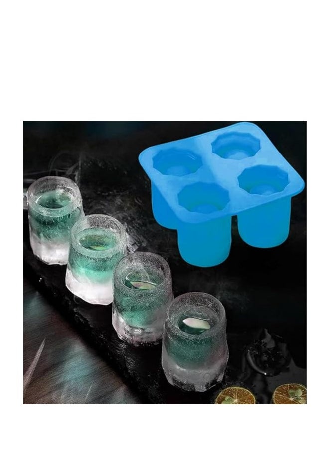 Oasisgalore - 4 Cup Silicone Shot Glass Ice Molds, Silicone Shot Glass Ice Trays for Home - Image 1