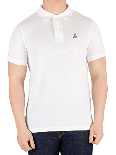 Psycho Bunny Mens Classic Pique Polo Shirt - B6K001ARPC 100 White S - Image 1
