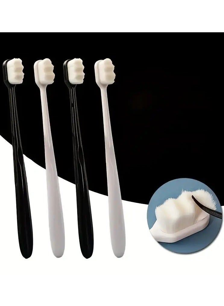 جلوسكي 4 قطع فرشاة أسنان فائقة الناعمة، فرشاة أسنان يدوية مع شعيرات ناعمة إضافية، الأسنان الحساسة، اللثة، تنظيف عميق العناية بالفم في المنزل للبالغين الحياة اليومية - Image 1