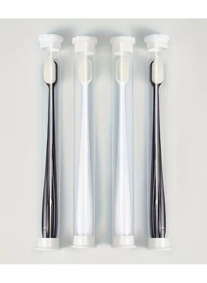 جلوسكي 4 قطع فرشاة أسنان فائقة الناعمة، فرشاة أسنان يدوية مع شعيرات ناعمة إضافية، الأسنان الحساسة، اللثة، تنظيف عميق العناية بالفم في المنزل للبالغين الحياة اليومية - Image 5