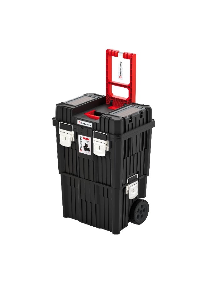 Kistenberg Heavy Duty Mobile Tool Trolley with Dual Handle Black and Red 64 x 36 x 45 cm  - Image 1