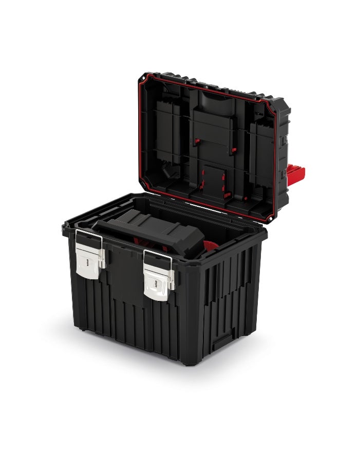 Kistenberg Heavy Duty Mobile Tool Trolley with Dual Handle Black and Red 64 x 36 x 45 cm  - Image 2