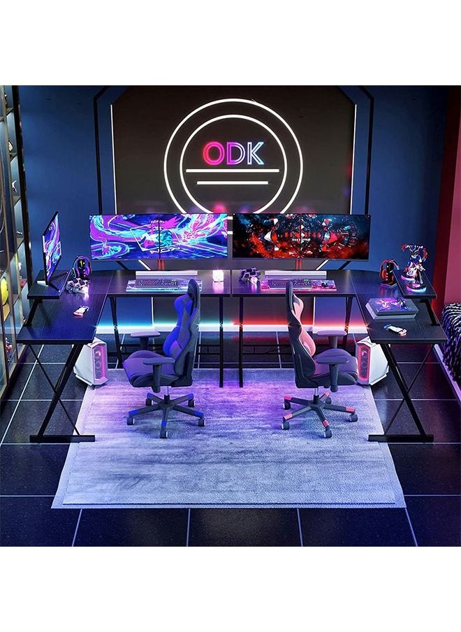 ALMAHZUZ - L-Shaped Desk Computer Corner Table 51 inch Home Gaming Desk Office Writing Workstation with Large Monitor Stand Space-Saving Easy to Assemble - Image 1