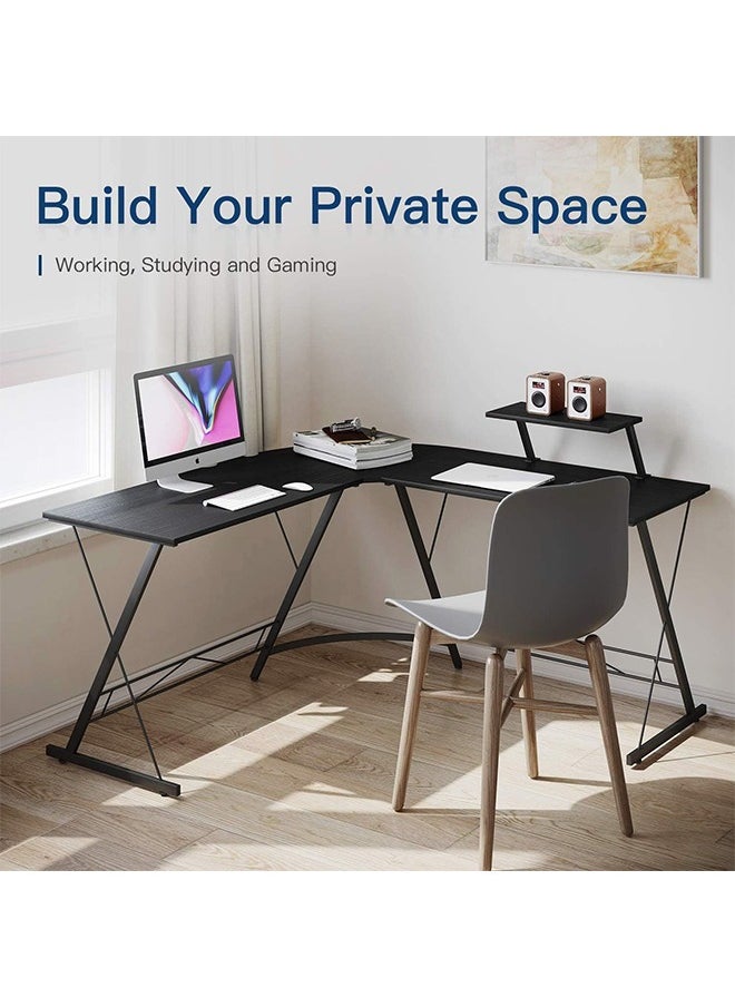 ALMAHZUZ - L-Shaped Desk Computer Corner Table 51 inch Home Gaming Desk Office Writing Workstation with Large Monitor Stand Space-Saving Easy to Assemble - Image 1