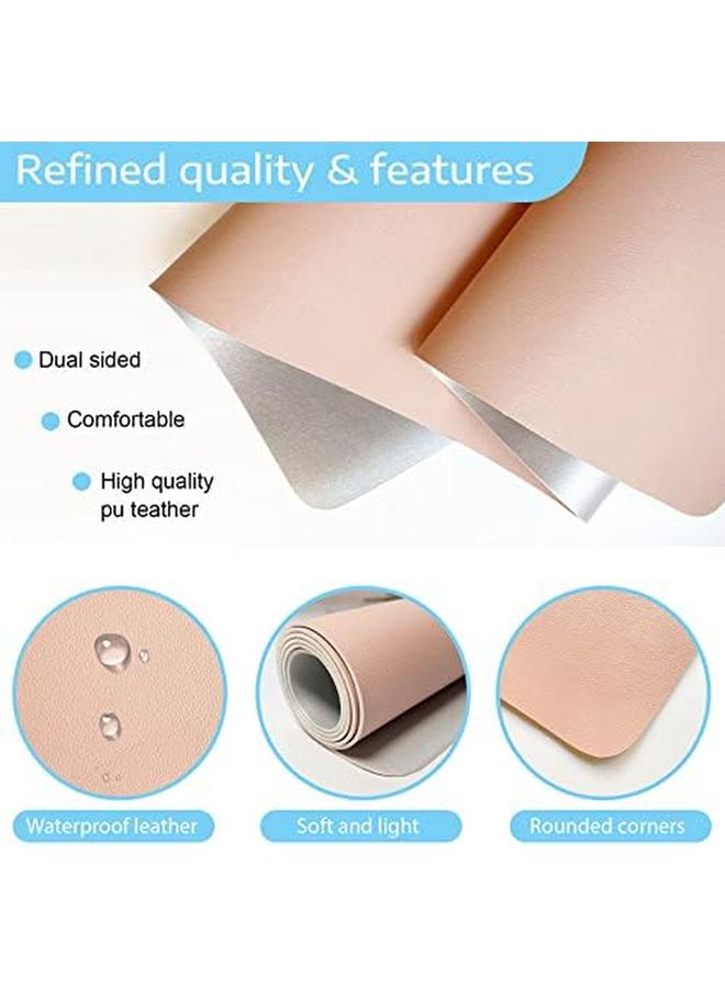 SKY-TOUCH Multifunctional Desk Pad 80X40Cm Leather Computer Mouse Pad Office Desk Mat Extended Gaming Mouse Pad Non Slip Waterproof Dual Side Use Desk Mat Protector Pink White - Image 3