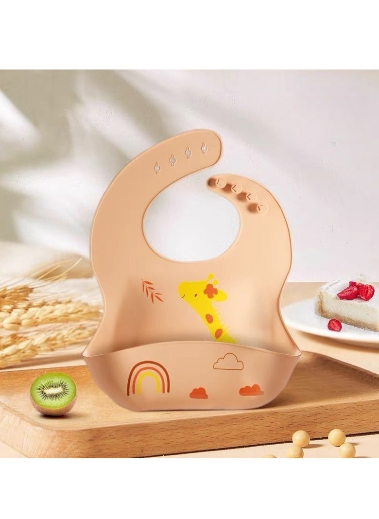 ماركة غير محددة - مريلة أطفال من السيليكون، مرايل أطفال لطيفة من السيليكون للرضع والأطفال الصغار، مرايل مقاومة للماء قابلة للتعديل، للأطفال البنات والأولاد. - Image 1