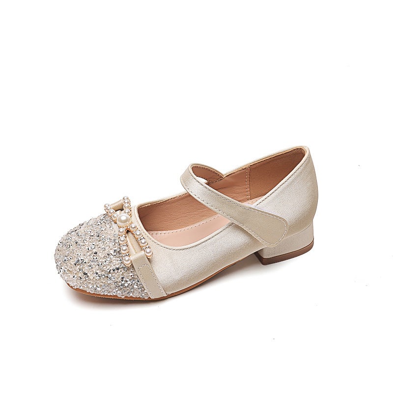 High-Heeled Girls Princess Shoes Girl Leather Shoes With Dress Soft-Soled Children'S Crystal Shoes Single-Layer Shoes - Image 1