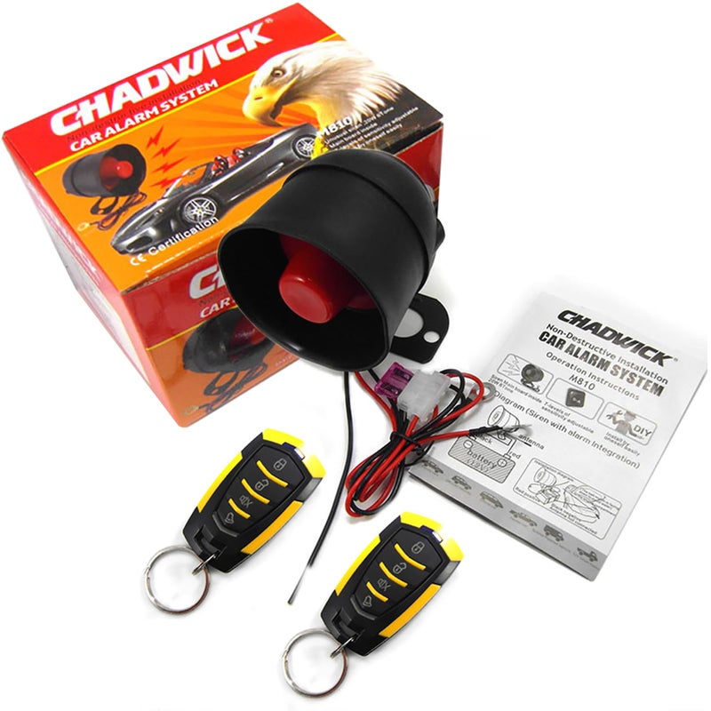 CHADWICK Car Horn Siren AlarmUniversal Car Alarm Security Protection System with 2 Remote Controls7Level Sensitivity12vAntiTheft DeviceNo Thread TrimminNonDestructive Installation CW8182