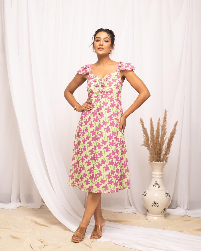 FIORRA Women's Pink Georgette Floral Printed Dress DR0016 - Image 3