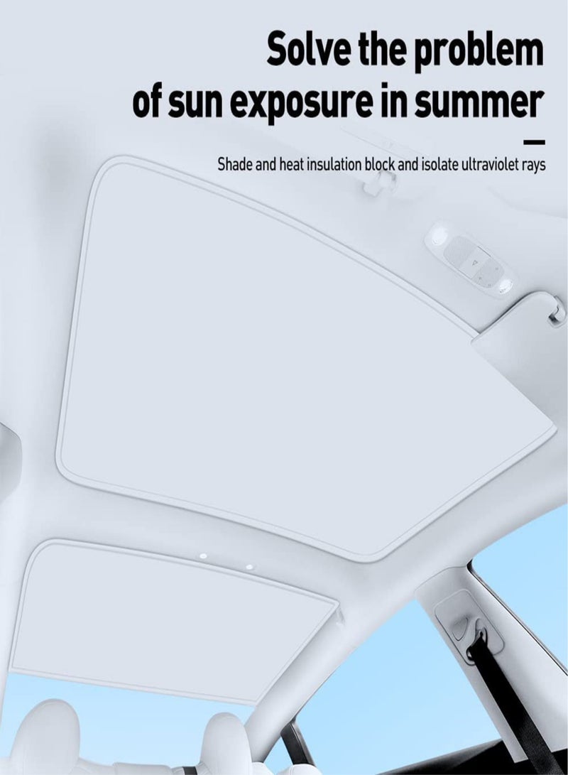 Generic 2 in 1 Sunroof Sunshade Protection Heat Insulation Cover Sun Blocking Roof Shade for Model 3  - Image 2