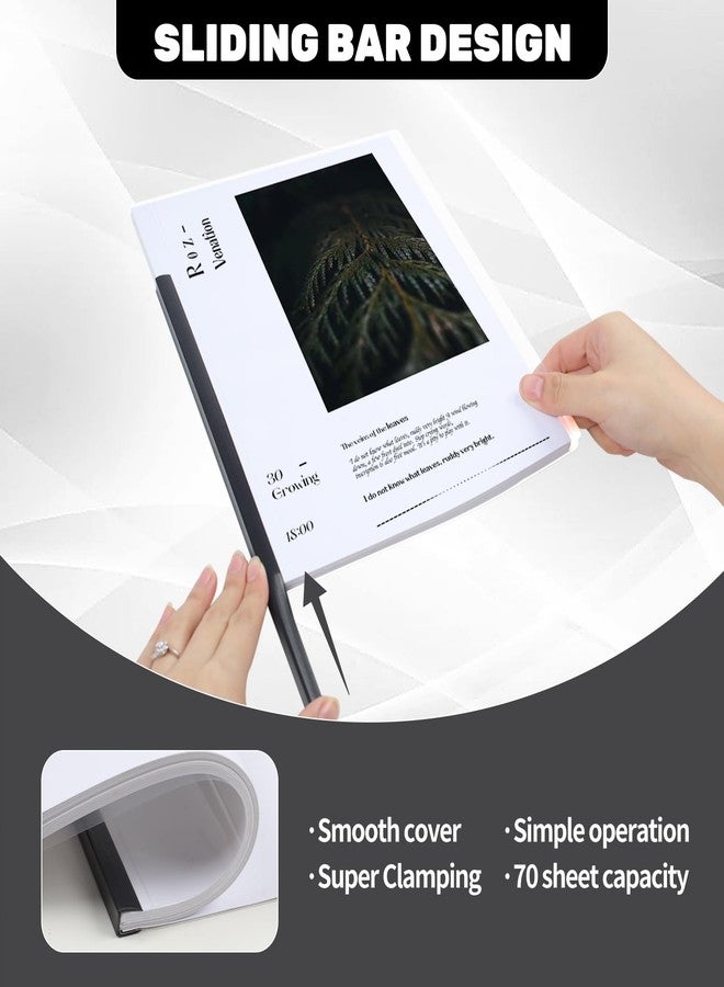 Utron 12 Pack Report Covers, 70 Sheet Capacity Presentation Folders, Clear Report Covers with Sliding Bar, Report Folder for A4 and Letter Size Paper - Image 4
