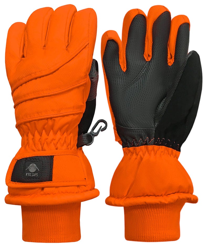 N'Ice Caps Kids Waterproof Winter Thinsulate Warm Gloves (Neon Orange, 9-10 Years) - Image 1