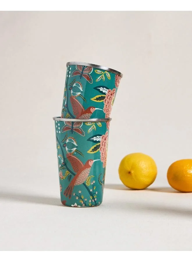 تشومباك تشومباك بههار أكواب 350 مل - طقم من 2 | أكواب المياه المطبوعة من الفولاذ المقاوم للصدأ | متين ومقاوم للصدأ | غير سامة | صديقة للبيئة