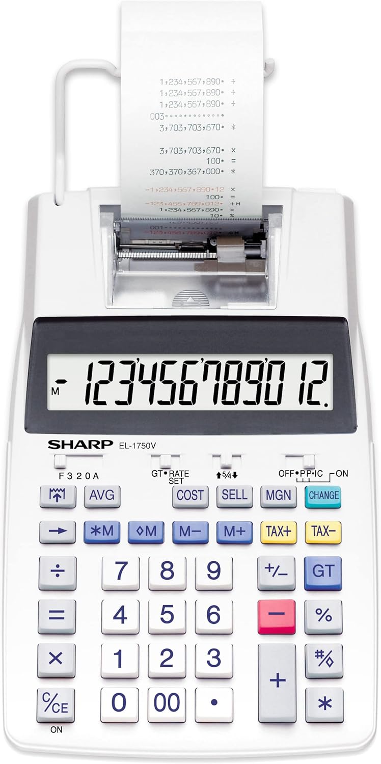 SHARP آلة حاسبة للطباعة SH-EL1750V، أسود/أحمر - Image 2