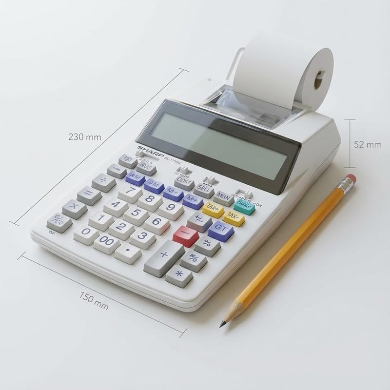 SHARP SH-EL1750V Printing Calculator, Black/Red - Image 4