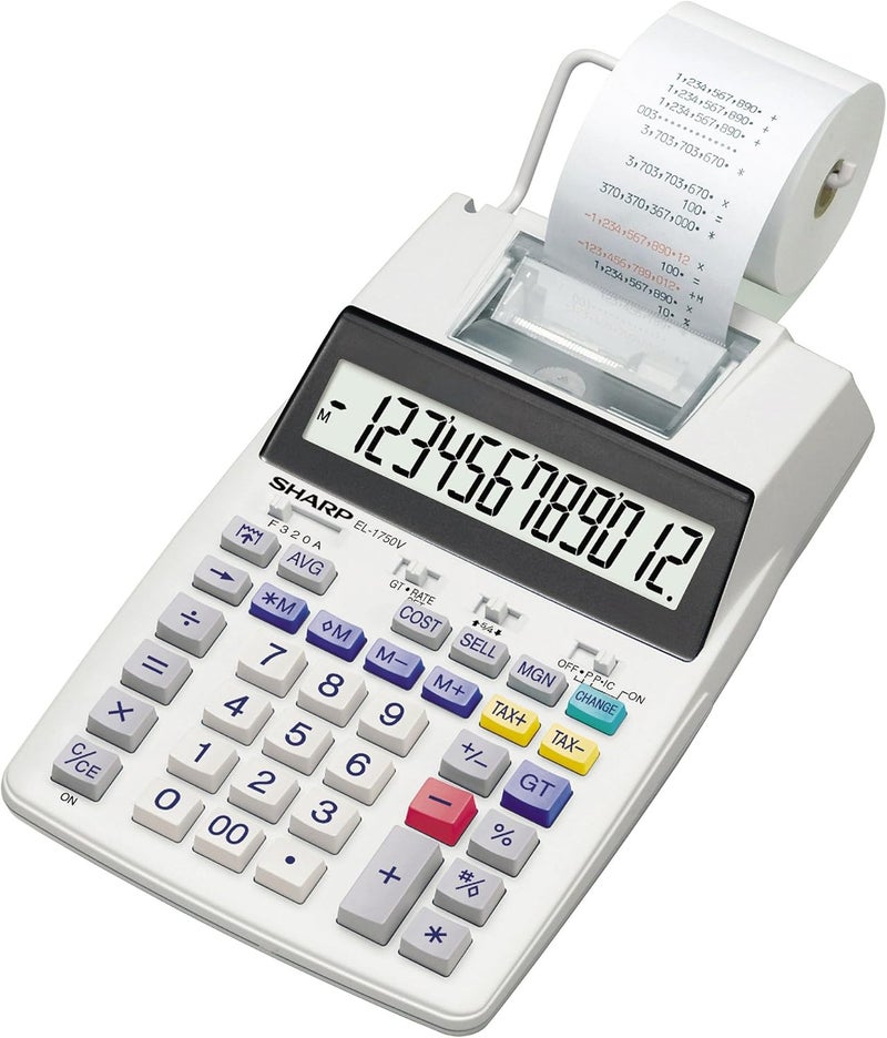 SHARP SH-EL1750V Printing Calculator, Black/Red - Image 1