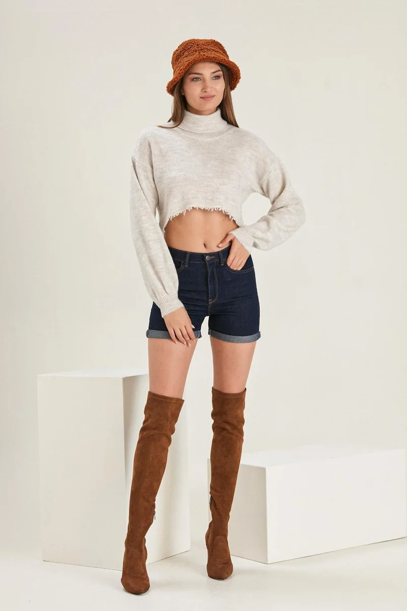 Alexander Gardi Alexandergardı Turtleneck Crop Sweater (B22-5272)