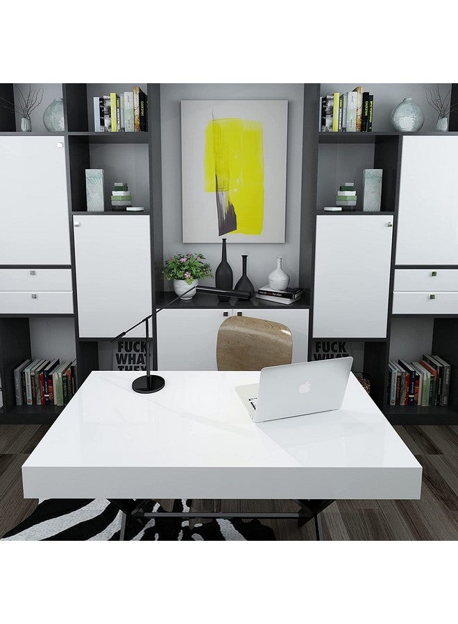 صن بيرد ورق حائط أبيض لامع مقاس 24 × 120 بوصة، ورق حائط ذاتي اللصق وقابل للإزالة مع ورق اتصال لأثاث المطبخ وطاولة العمل وفيلم الفينيل وورق سطح العمل المقاوم للماء - Image 4