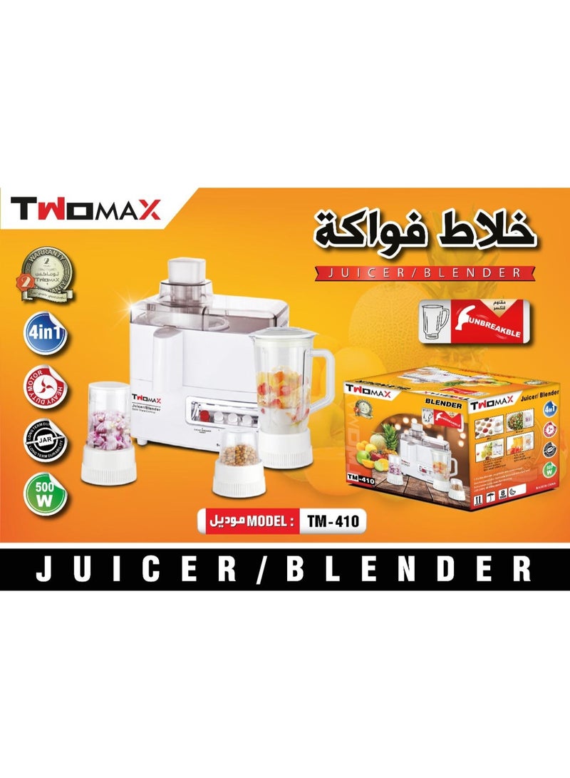 Twomax 4 in 1 Blender and Juicer (Model TM-410).
