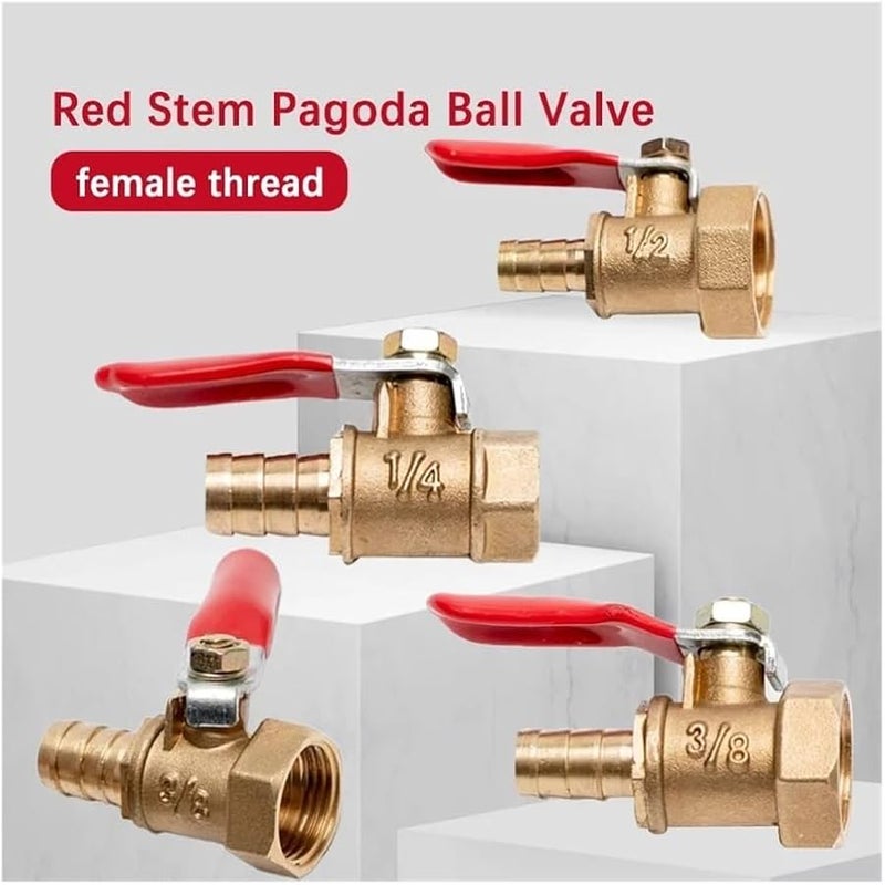 10 Pcs 3 8 Inch Ball Valve Hose Barb Female Thread Connector Copper Pipe Fitting Adapter 12mm Tube - Image 3