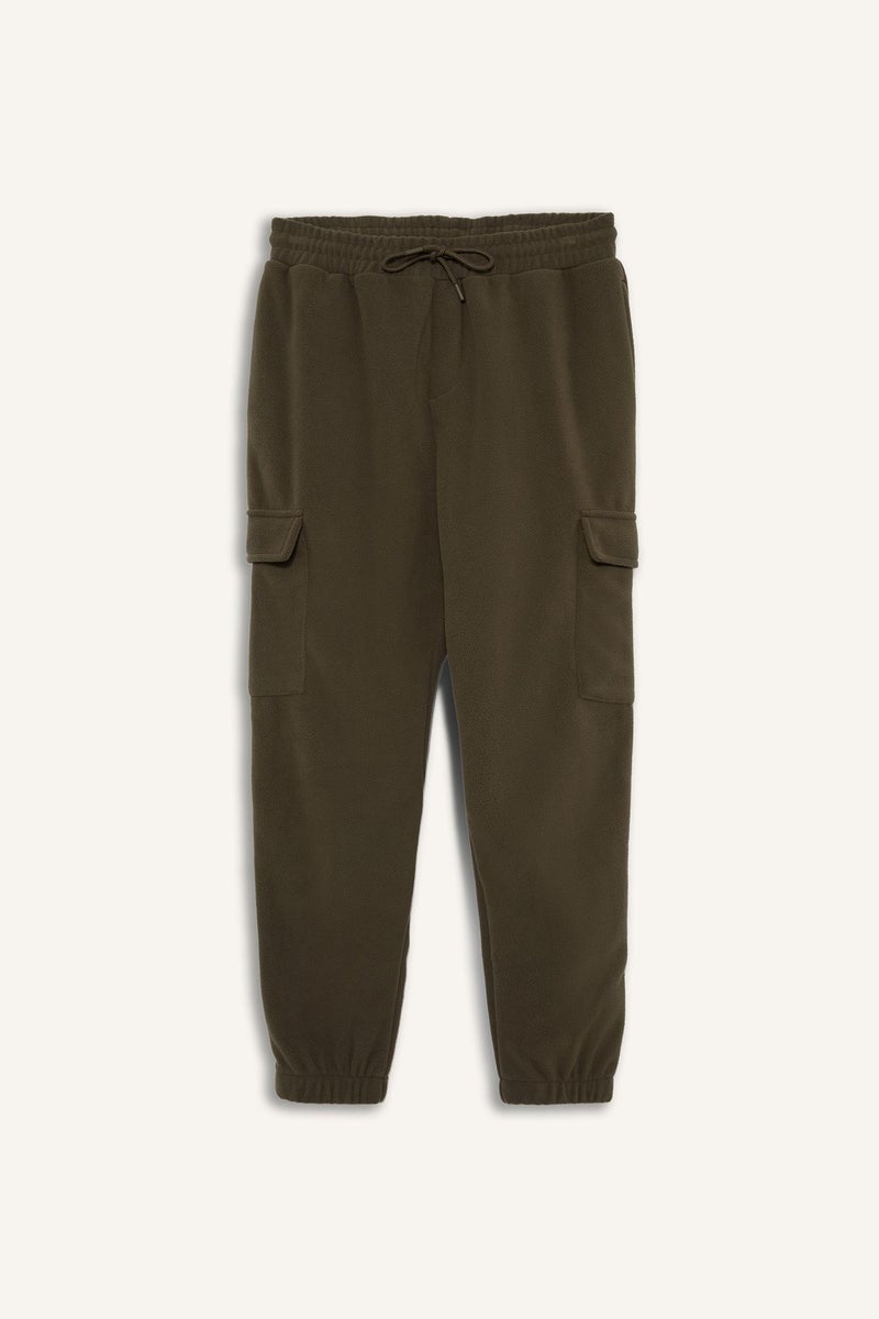 DeFacto Green Man Regular Fit Drawstring Waist Fleece Cargo Sweatpants Casual - Image 2