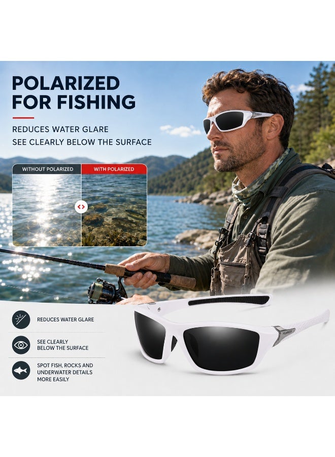 Polarized Sports Sunglasses for Men, UV400 Anti-Glare Eyewear for Fishing, Cycling, Driving, Hiking, Outdoor Activities — Lightweight TR90 Frame - Image 2