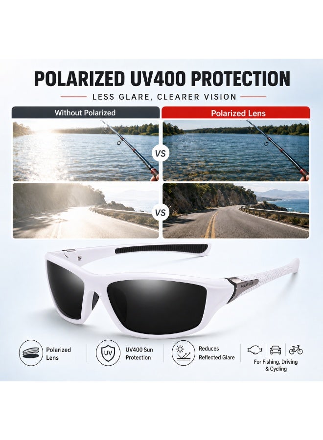 Polarized Sports Sunglasses for Men, UV400 Anti-Glare Eyewear for Fishing, Cycling, Driving, Hiking, Outdoor Activities — Lightweight TR90 Frame - Image 3