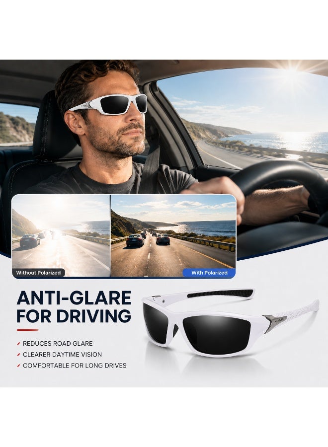 Polarized Sports Sunglasses for Men, UV400 Anti-Glare Eyewear for Fishing, Cycling, Driving, Hiking, Outdoor Activities — Lightweight TR90 Frame - Image 4