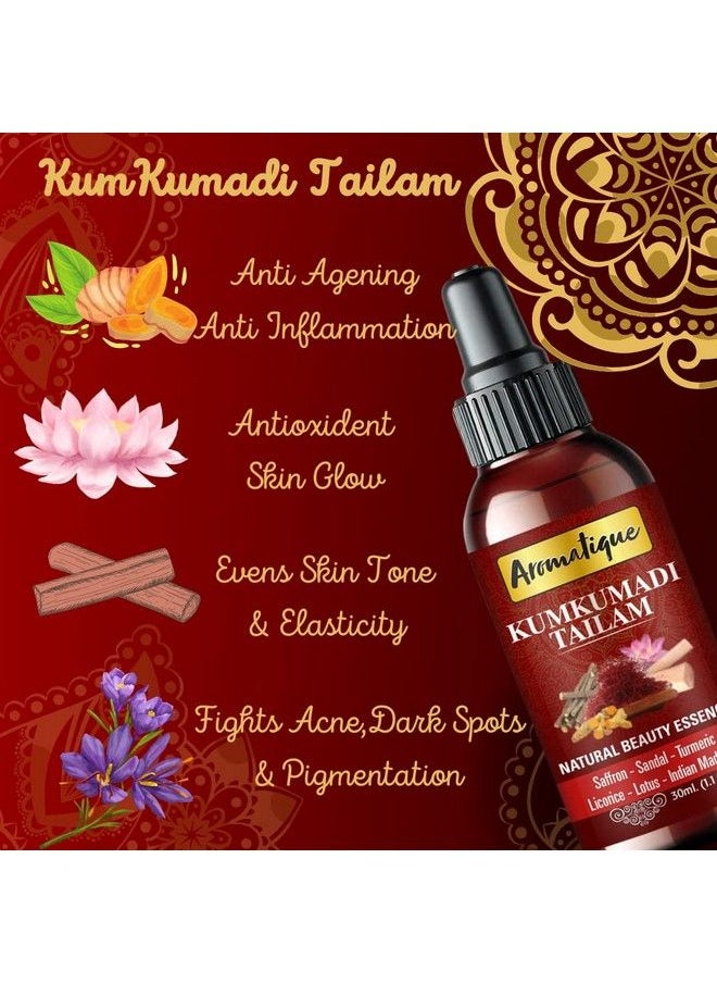 AROMATIQUE Kumkumadi Tailam For Scarsblemishes Wrinkles Finelines Acne And Skin Brightening.Kumkumadi Face Oil For Glowing Skin 30Ml  - Image 4